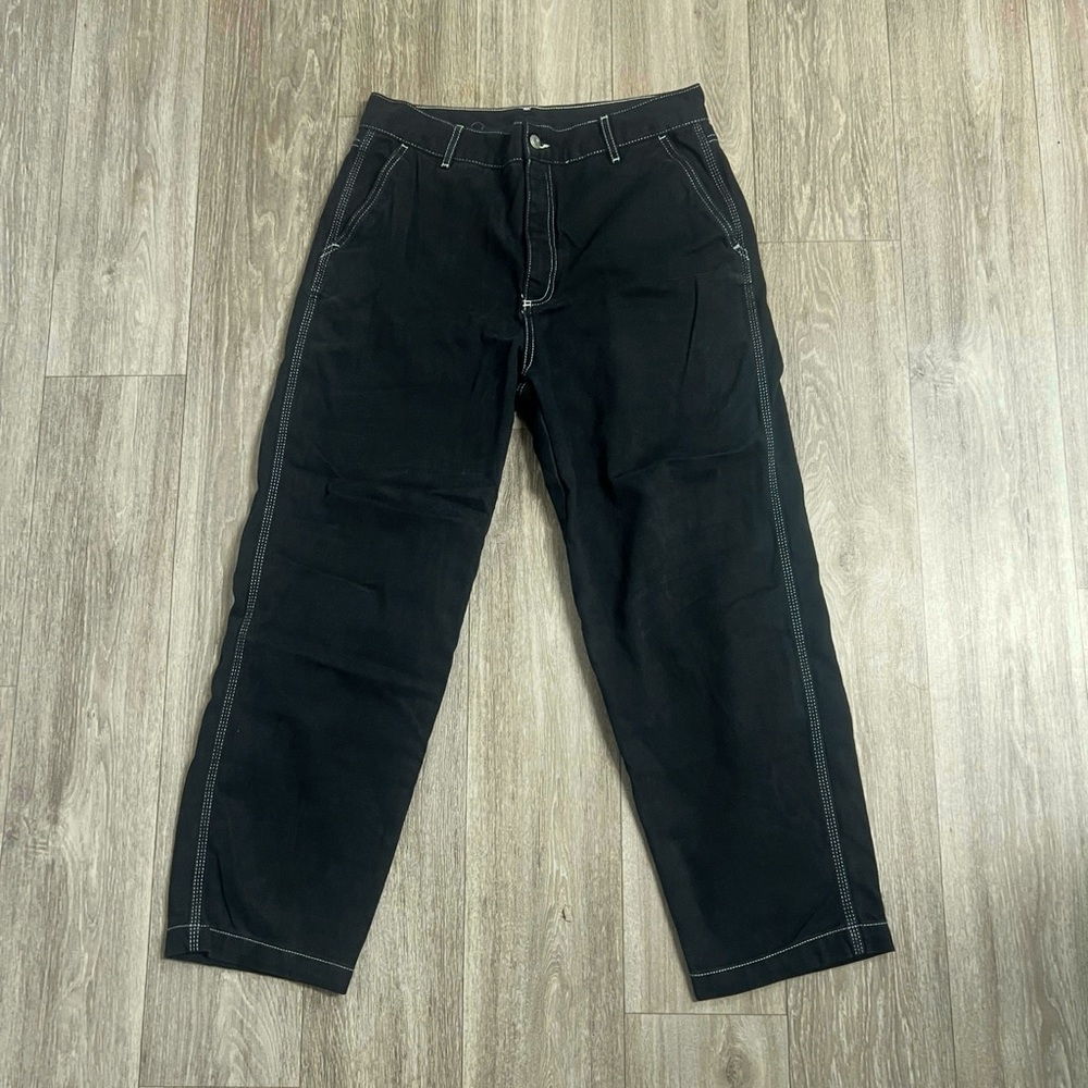 Used Zara Men's Black and White Trousers Baggy Pants